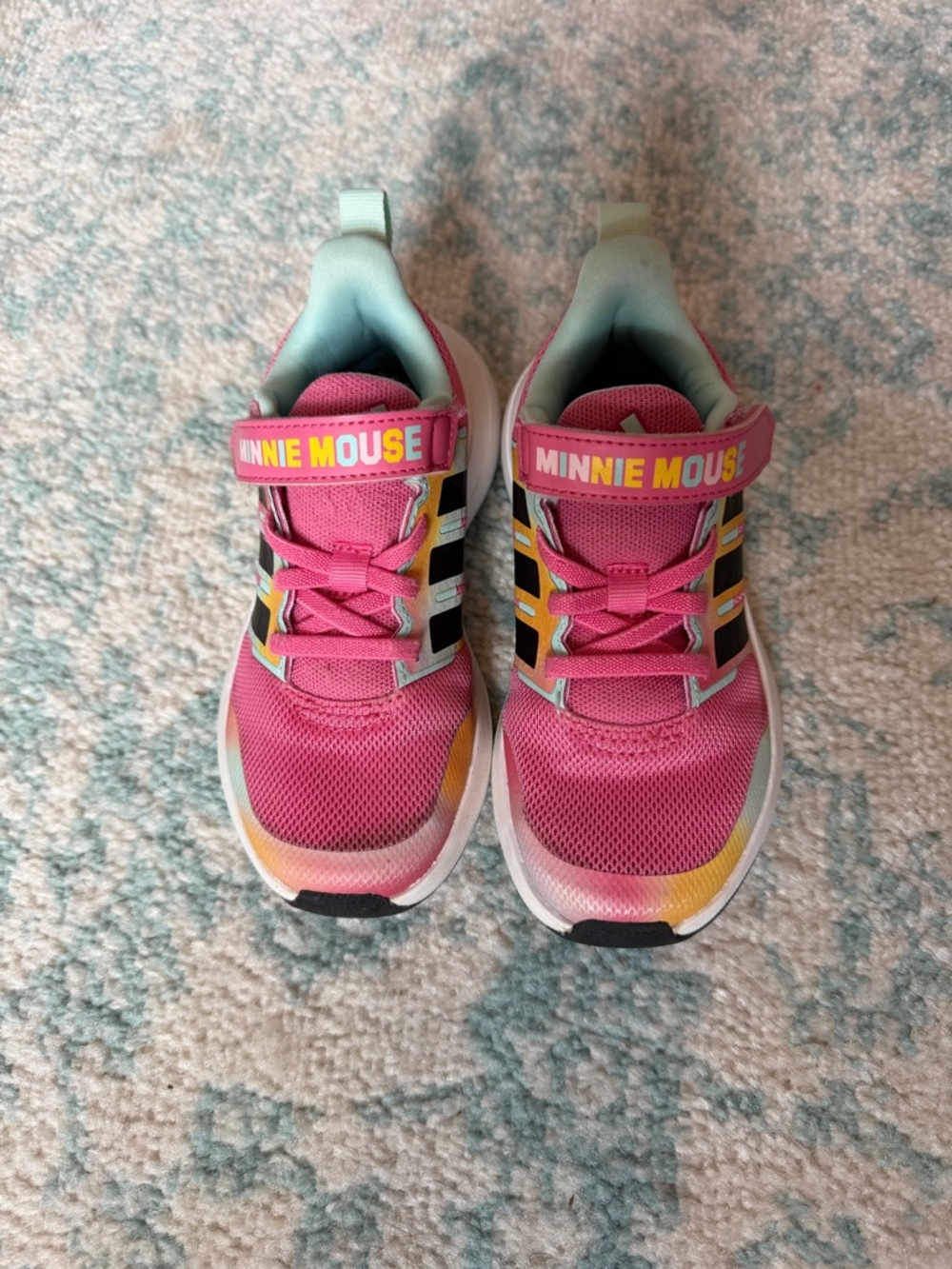 adidas Pink Minnie Mouse Kids Sneakers with Yellow Accents